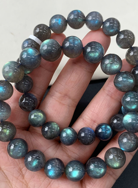 天然冰种星空拉长石手链金沙水晶