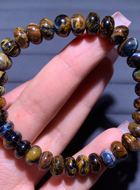 天然彼得石盘珠单圈手链虎睛玉女