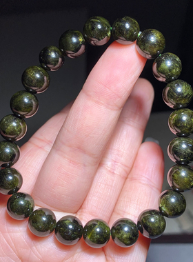 天然老矿猫眼绿碧玺手链女饰品