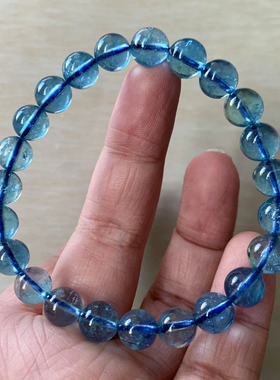 天然星光魔鬼蓝海蓝宝冰透单圈女