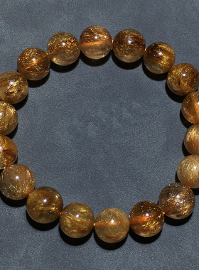 天然巴西咖啡钛晶单圈手串发晶女