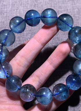 巴西天然冰透云母星光海蓝宝手链