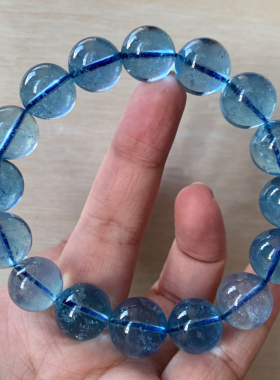 天然冰透海蓝宝手链礼物饰品情侣