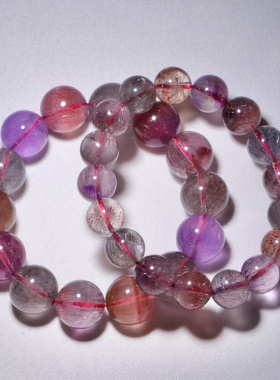 天然烟花超七水晶手串紫金草莓女