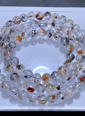 天然冰透胶花闪灵三圈手链