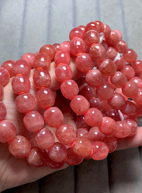 天然阿根廷红纹石桶珠手链饰品女