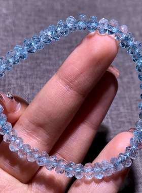 天然小颗粒托帕石刻面盘珠手链冰