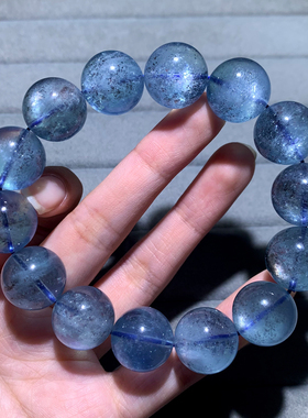天然巴西星光海蓝宝手链共生云母