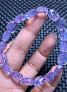 天然紫玉晶切角刻面随形手链冰种