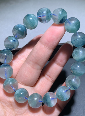 天然透体半盆蓝晶石水晶手链手串