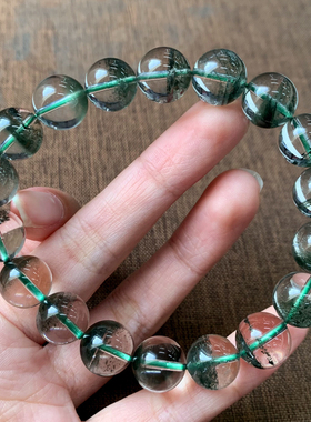 天然巴西冰透绿幽灵水晶手串饰品