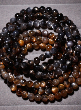 天然黑金骨干三圈手链饰品男女生