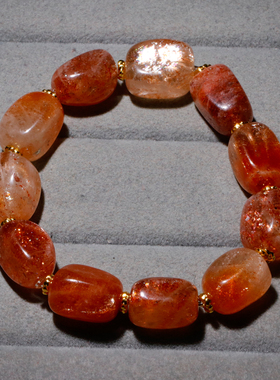 天然阿鲁沙长石随形手链金太阳石