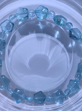 天然冰透托帕石星星手链随形水晶