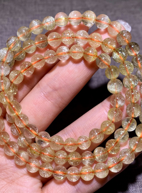 天然巴西浓密金发晶多圈手链水晶