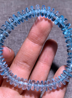 天然冰种透体托帕石刻面盘珠手链