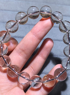 天然银发晶单圈手链水晶佛珠顺发