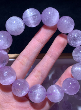 天然老矿拉丝紫锂辉石单圈手链女