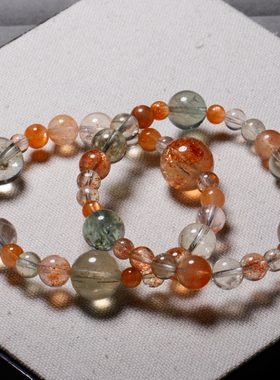 天然阿鲁沙长石泡泡珠单圈手串