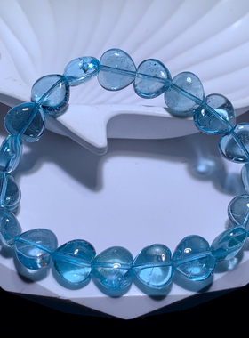 天然冰透托帕石爱心随形尼泊尔女