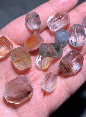 天然兔毛水晶随形雕刻件吊坠饰品