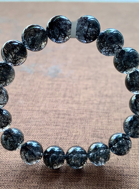 天然满矿黑发晶手链单圈浓密水晶