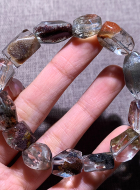 天然兔毛幽灵水晶手链单圈发晶女