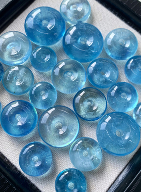 天然冰透海蓝宝平安扣吊坠蓝色女