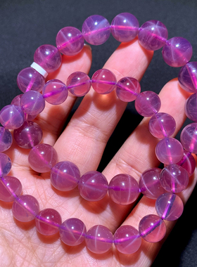 天然星光紫马粉水晶手链饰品女生