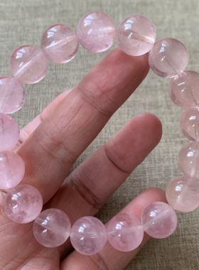 天然冰种粉摩根石手串手链饰品女
