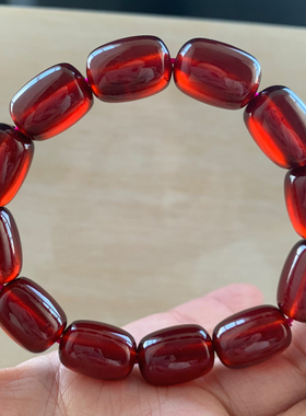 天然巴西石榴石桶珠手链闺蜜情侣