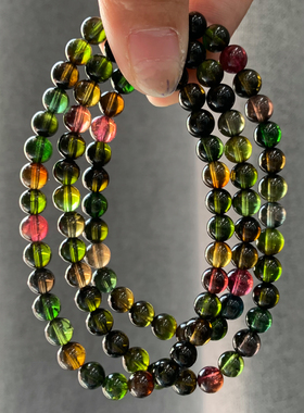 天然老矿黑玫瑰碧玺三圈手链情侣