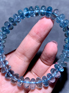 天然冰透碎冰托帕石盘珠水晶手链