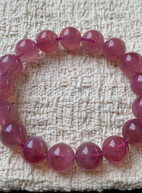 天然冰透紫马粉单圈水晶手链饰品