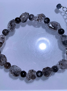 天然老矿油胆闪灵钻原石手链饰品