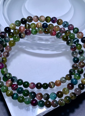 天然猫眼碧玺三圈手链巴西老矿女