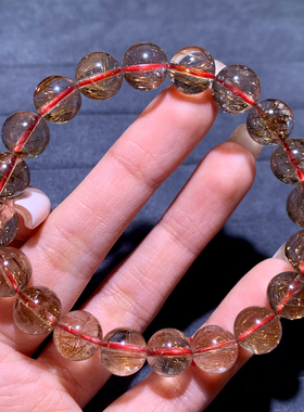 天然顺发冰透铜发晶单圈手链巴西