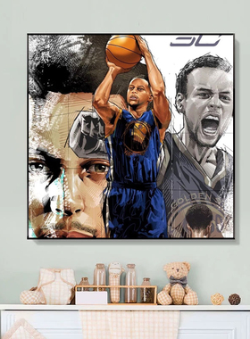NBA科比詹姆斯库里欧文数字油画