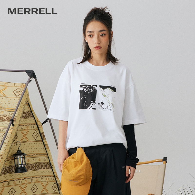 MERRELL迈乐运动户外休闲上衣男女防晒抗菌短袖T恤情侣圆领短袖衫-图0