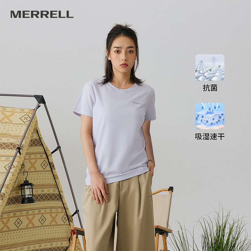 MERRELL迈乐户外运动短T简约休闲上衣抗菌速干短袖T恤女透气圆领