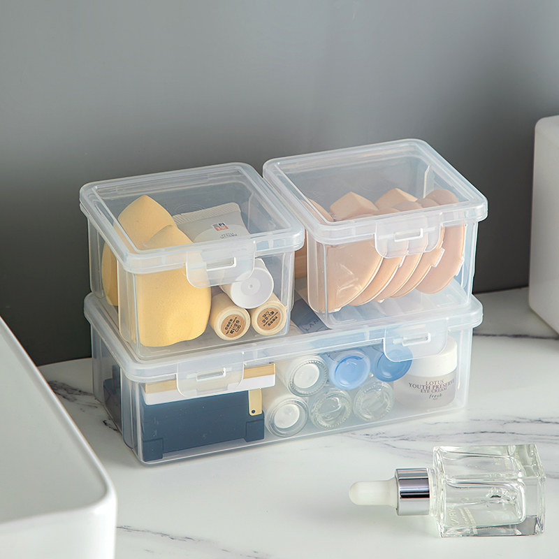 化妆刷收纳盒大容量梳妆台宿舍美妆蛋眼影刷长方形透明防尘翻盖式,淘宝优惠券,粉丝福利购,淘宝优惠卷