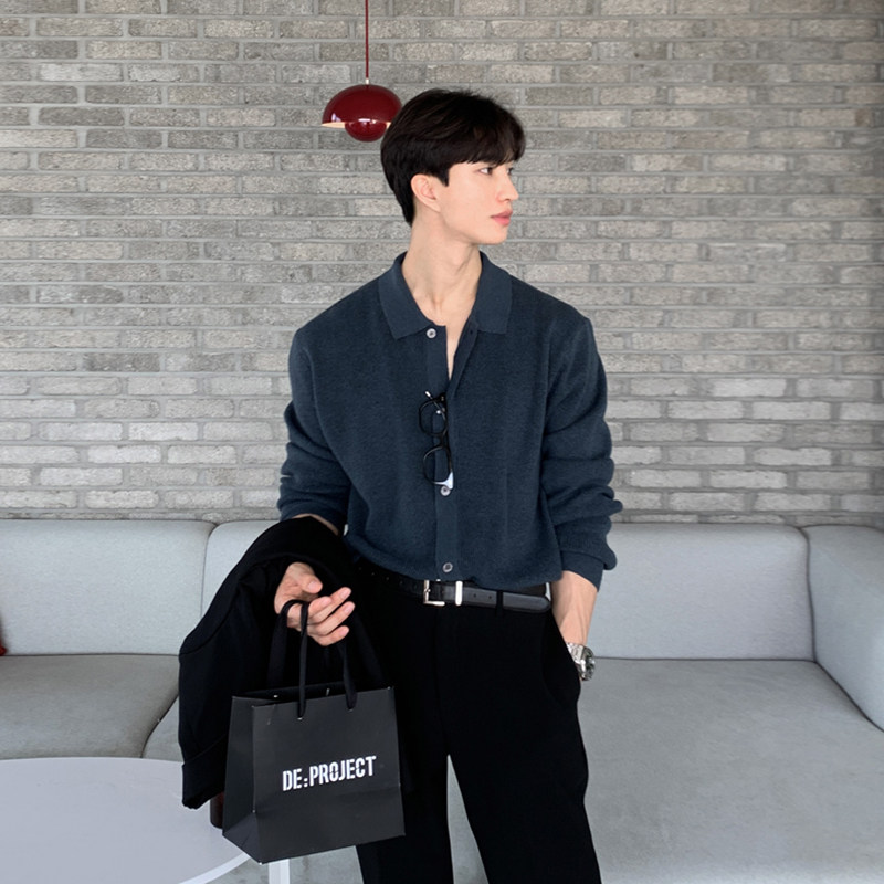 碧舍韩版翻领针织衫开衫男士潮流百搭毛衣纯色打底衫休闲上衣小衫,淘宝优惠券,粉丝福利购,淘宝优惠卷