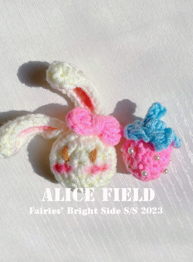 毛线choker兔子草莓原创设计手工