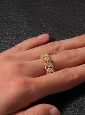 王嘉尔同款男士古巴链戒指