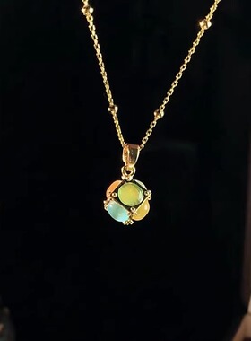 轻奢高级感彩色猫眼石魔方项链女