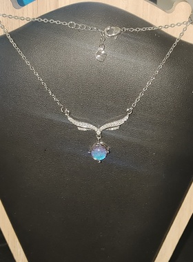 925银项链女时尚百搭翅膀吊坠高级感轻奢锁骨链圣诞礼物