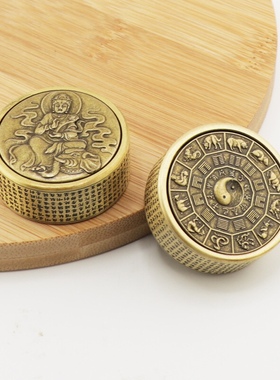 黄铜大悲咒转转解压手把件十二生肖普贤菩萨金属工艺品文玩铜器