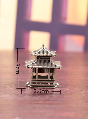 黄铜客栈小亭子天坛造景假山奇石水陆鱼缸庭院盆景古建筑古楼摆件