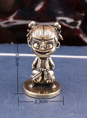黄铜哪吒2魔童闹海哪吒摆件金属手办人偶黄铜雕像敖丙工艺品装饰