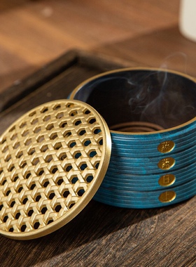 蒸蒸日上收纳盒中式居家纯黄铜摆件创意茶几收纳茶叶罐高档干果盒